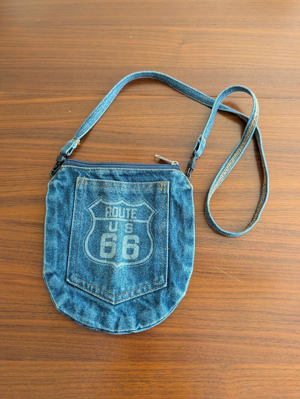 Route 66 Denim Purse Belt Fanny Pack Made USA Jean Pre Owned